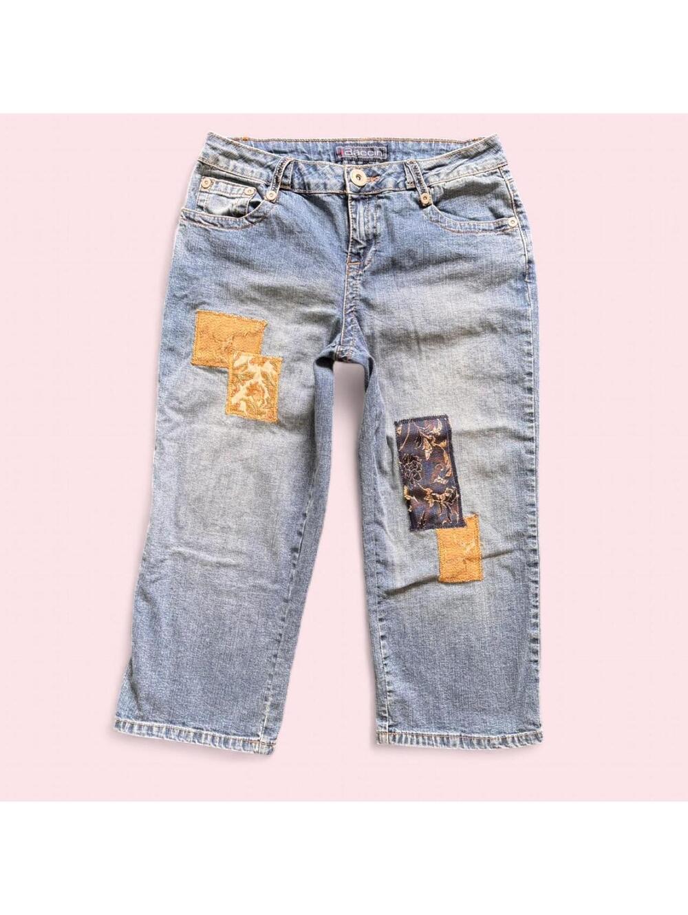 Vintage Baccini low rise patchwork denim capris